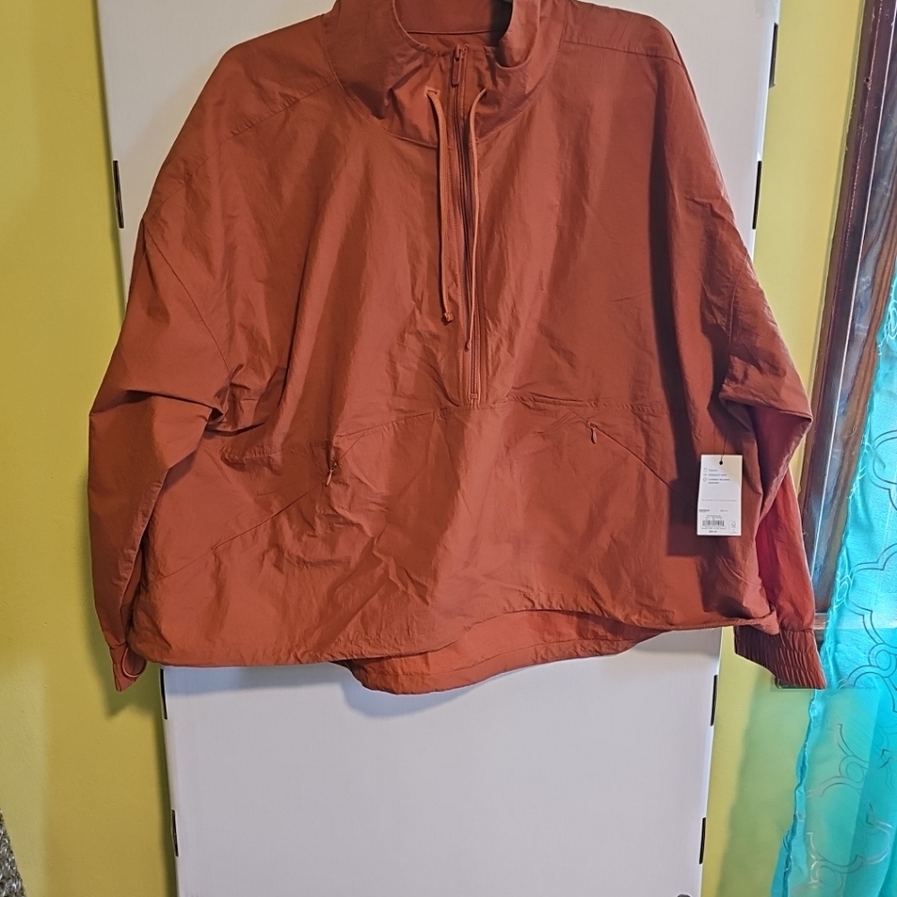 NWT Women's 3X FLX Woven Crop 1/2 Zip Active Jacket Windbreaker Cinnamon